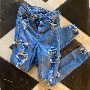 American Eagle Outfitters Women's Ripped Blue Skinny Jeans